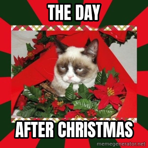 GRUMPY CAT ON CHRISTMAS meme: the day / after christmas