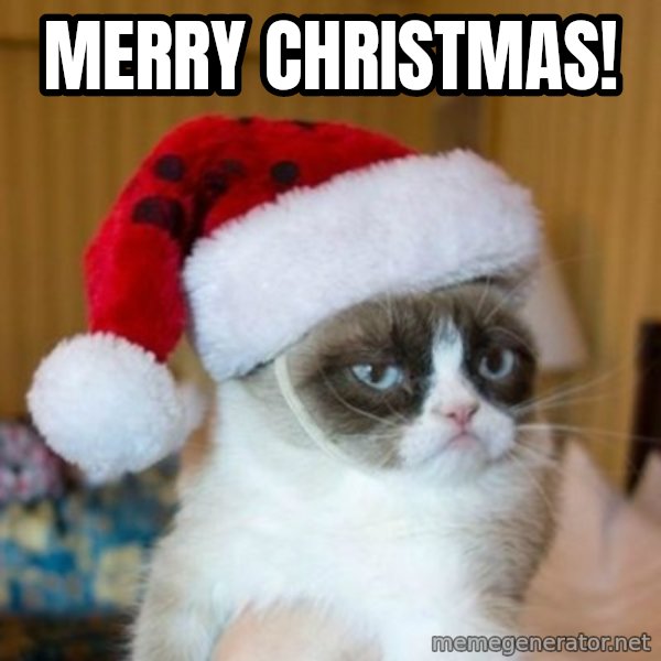 Grumpy Cat Santa Hat meme: Merry Christmas!