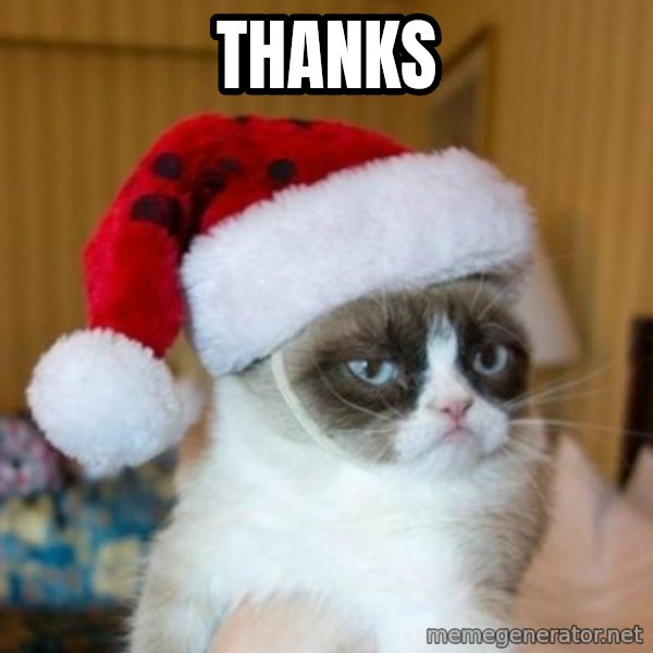 Grumpy Cat Santa Hat meme: Thanks
