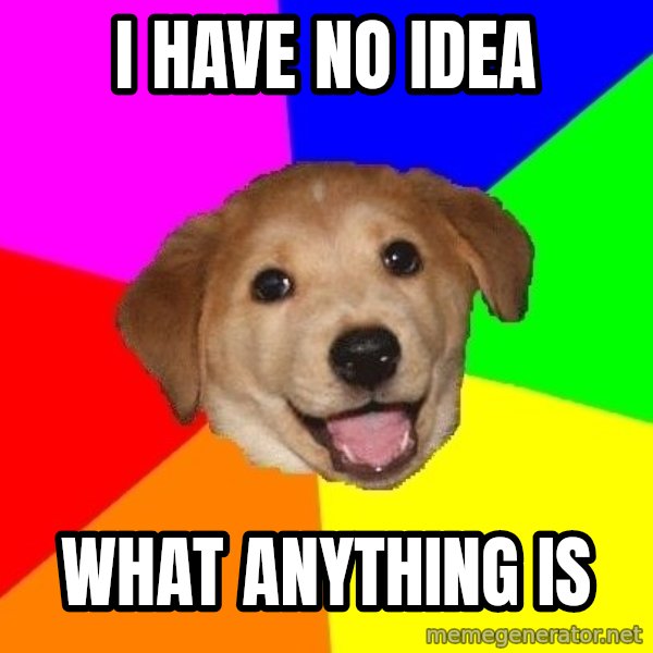 Advice Dog meme: I have no idea / What anything is