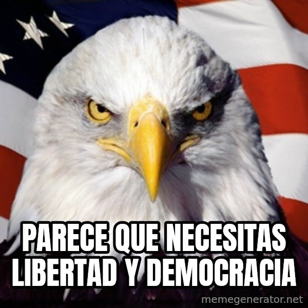 Freedom Eagle  meme: PARECE QUE NECESITAS LIBERTAD Y DEMOCRACIA