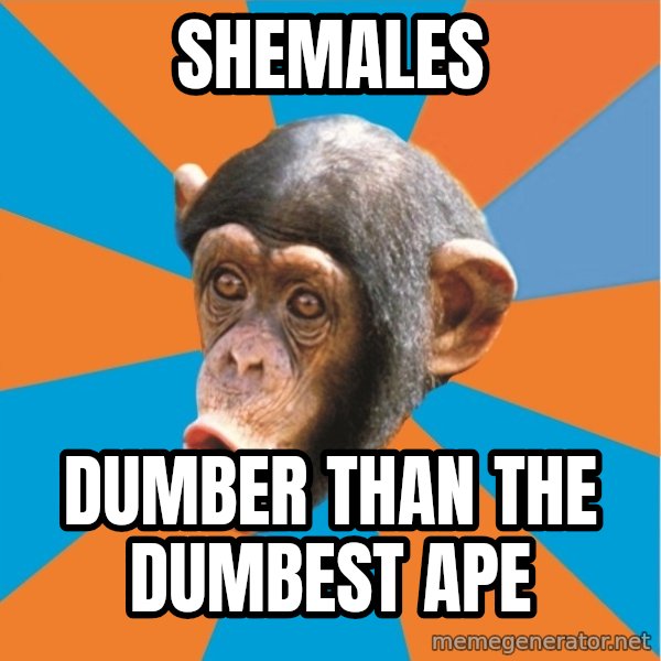 Stupid Monkey meme: Shemales / Dumber than the dumbest ape