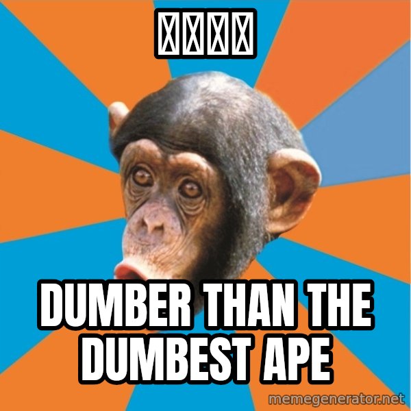 Stupid Monkey meme: 絶道総疑 / Dumber than the dumbest ape
