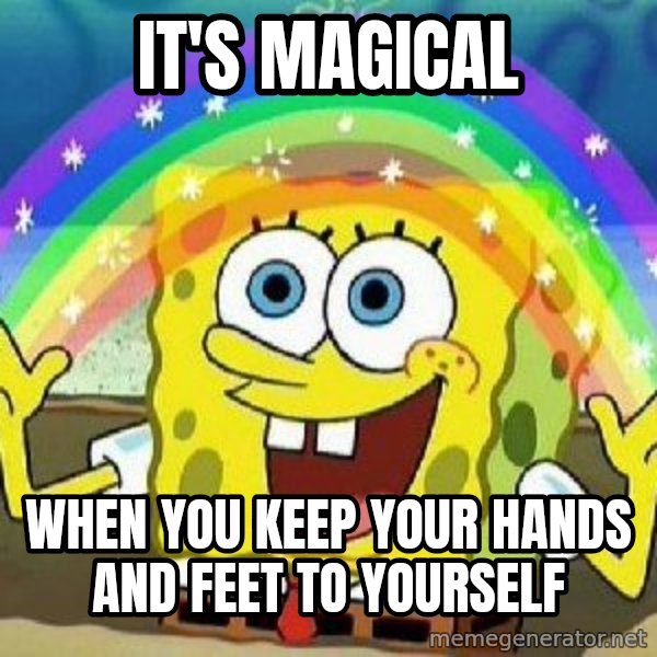 Imagination meme: it's magical / when you keep your hands and feet to yourself