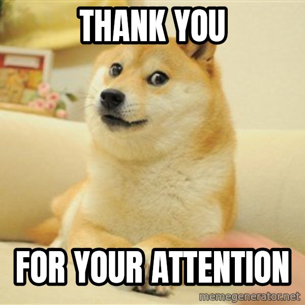 so doge meme: Thank you / for your attention