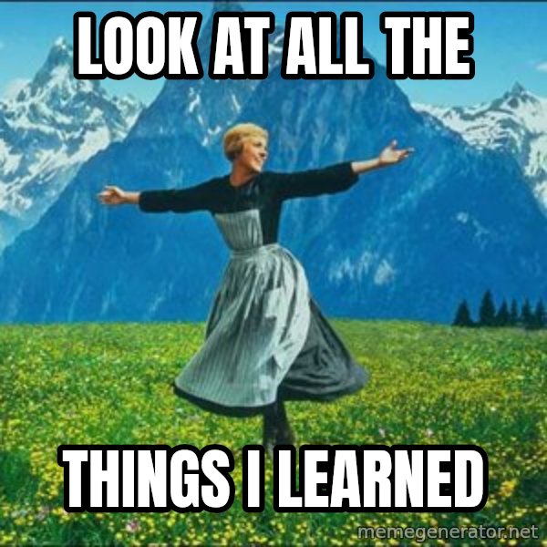 Look at all the things meme: Look at all the / things I learned