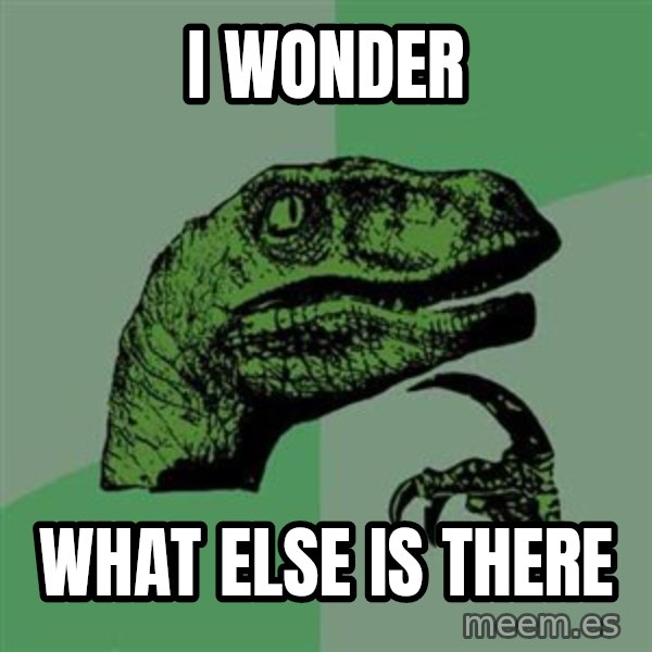 Raptor meme: I wonder / what else is there