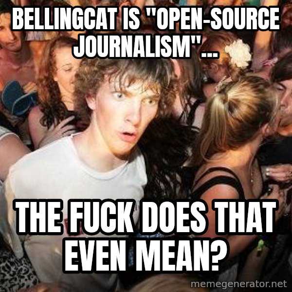 Sudden Realization Ralph meme: bellingcat is "open-source journalism"... / the fuck does that even mean?