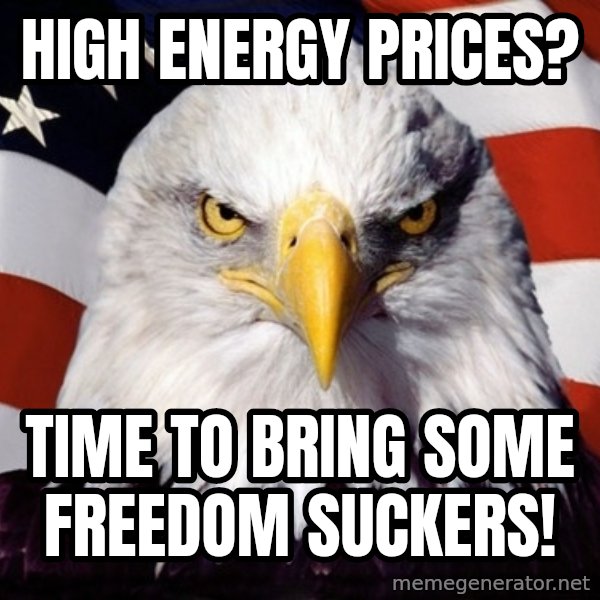 American Pride Eagle meme: High energy prices? / Time to bring some freedom suckers!