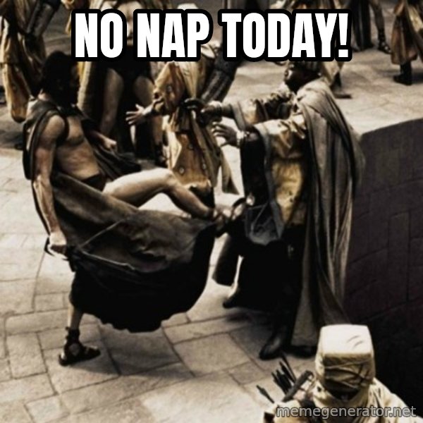 sparta kick meme: No nap today!