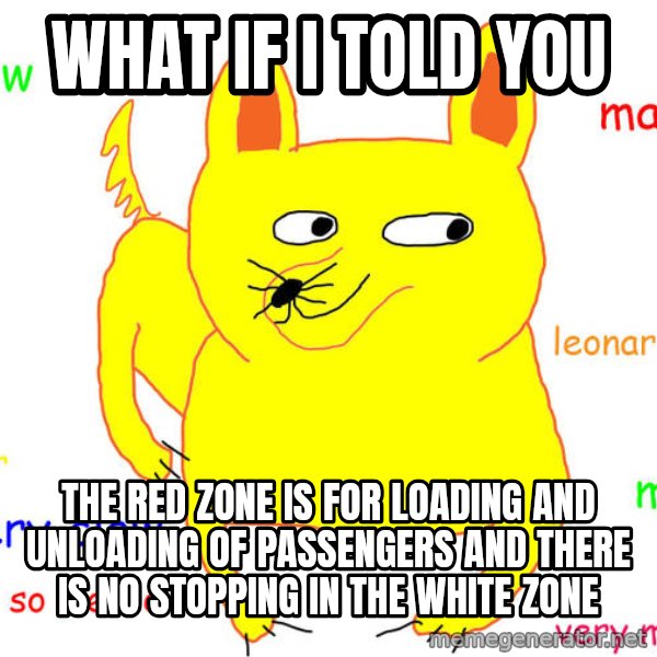 What If I Told You meme: What if i told you / The red zone is for loading and unloading of passengers and there is no stopping in the white zone