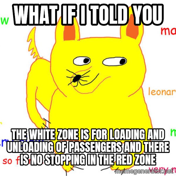 What If I Told You meme: What if i told you / The white zone is for loading and unloading of passengers and there is no stopping in the red zone