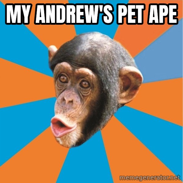 Stupid Monkey meme: My andrew's pet ape