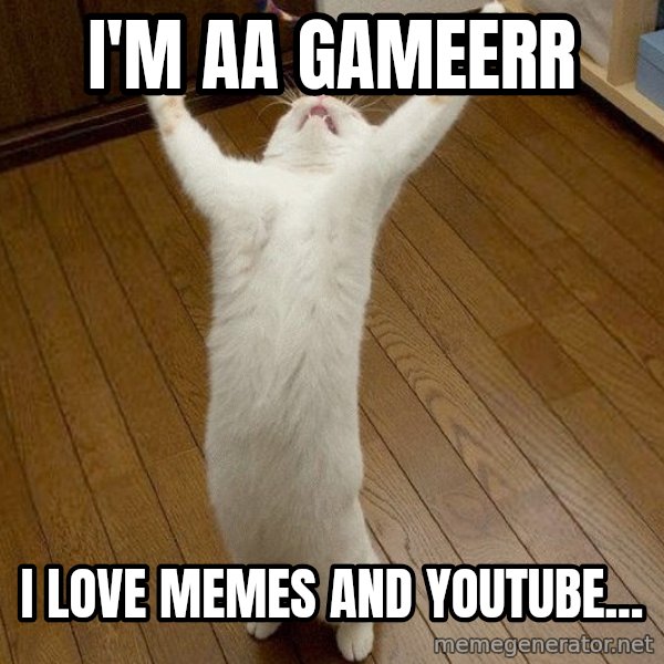 praise the lord cat meme: I'M AA  GAMEERR / i love memes and youtube...
