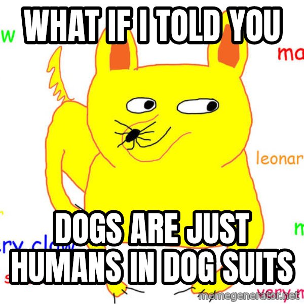 What If I Told You meme: what if I told you / Dogs are just humans in dog suits
