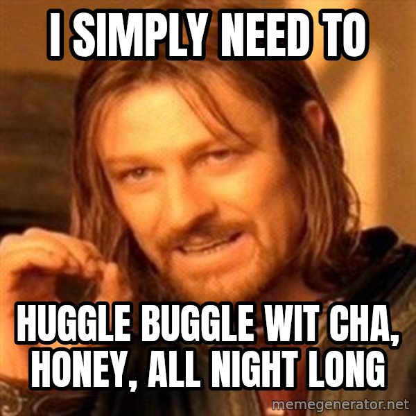 One Does Not Simply meme: i simply need to / huggle buggle wit cha, honey, all night long