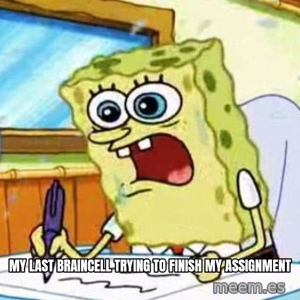 Spongebob What I Learned In Boating School Is meme: My last braincell trying to finish my assignment