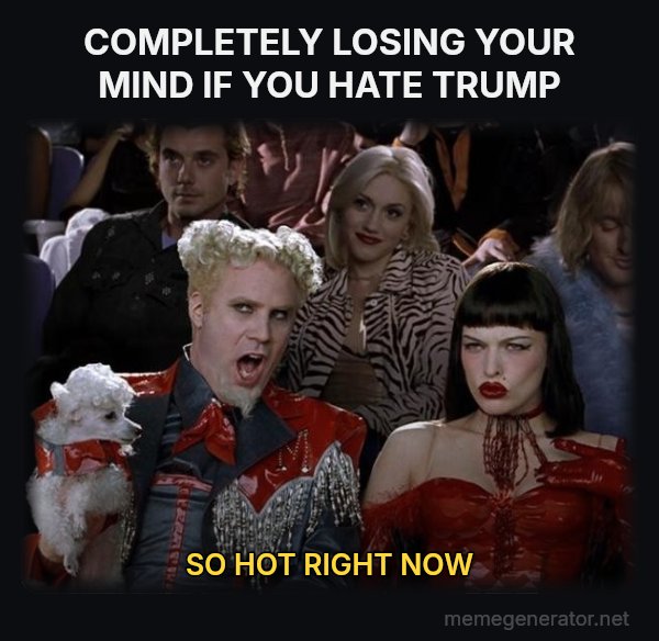 So Hot Right Now meme: COMPLETELY LOSING YOUR MIND IF YOU HATE TRUMP / SO HOT RIGHT NOW