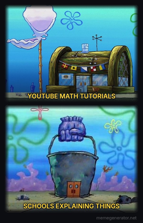 Krusty Krab vs. Chum Bucket meme: YOUTUBE MATH TUTORIALS / SCHOOLS EXPLAINING THINGS