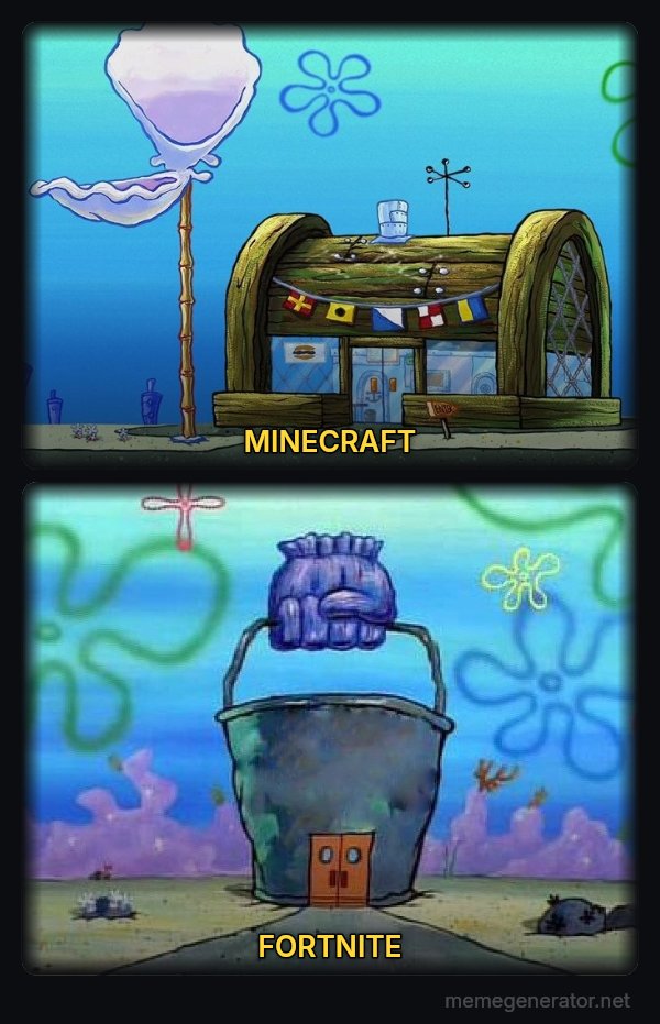 Krusty Krab vs. Chum Bucket meme: MINECRAFT / FORTNITE