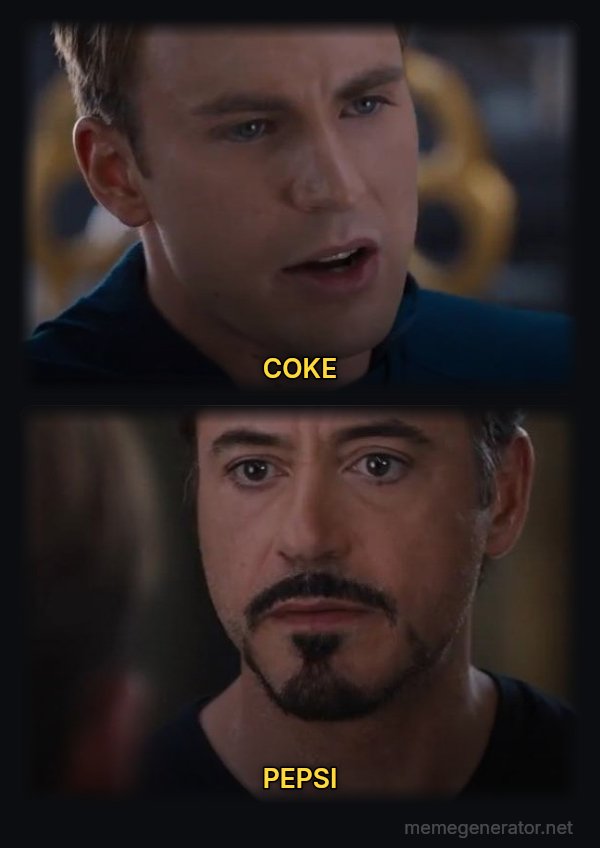 Civil War: Pick a Side meme: COKE / PEPSI