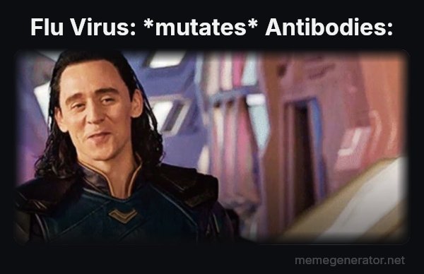 I've Never Met This Man in My Life meme: Flu Virus: *mutates*
Antibodies: