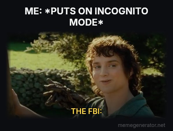 All Right Then, Keep Your Secrets meme: ME: *PUTS ON INCOGNITO MODE* / THE FBI: