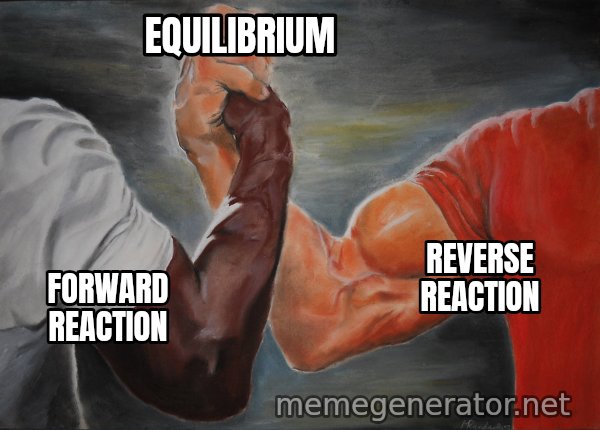 Epic Handshake meme: Forward Reaction / Reverse Reaction / Equilibrium