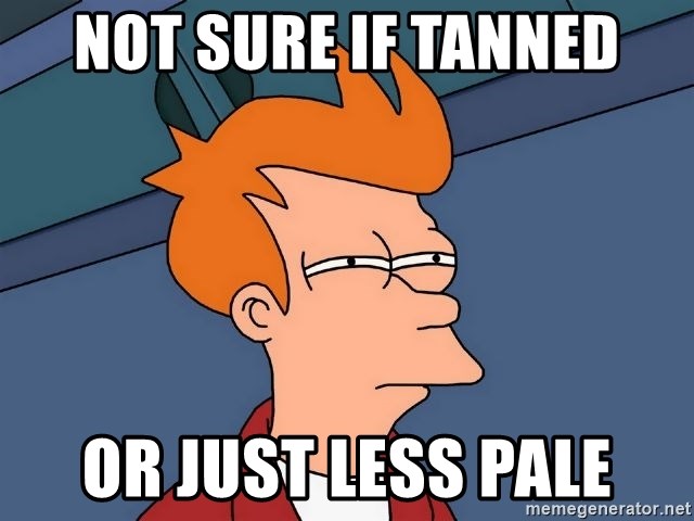 Futurama Fry - Not sure if tanned or just less pale