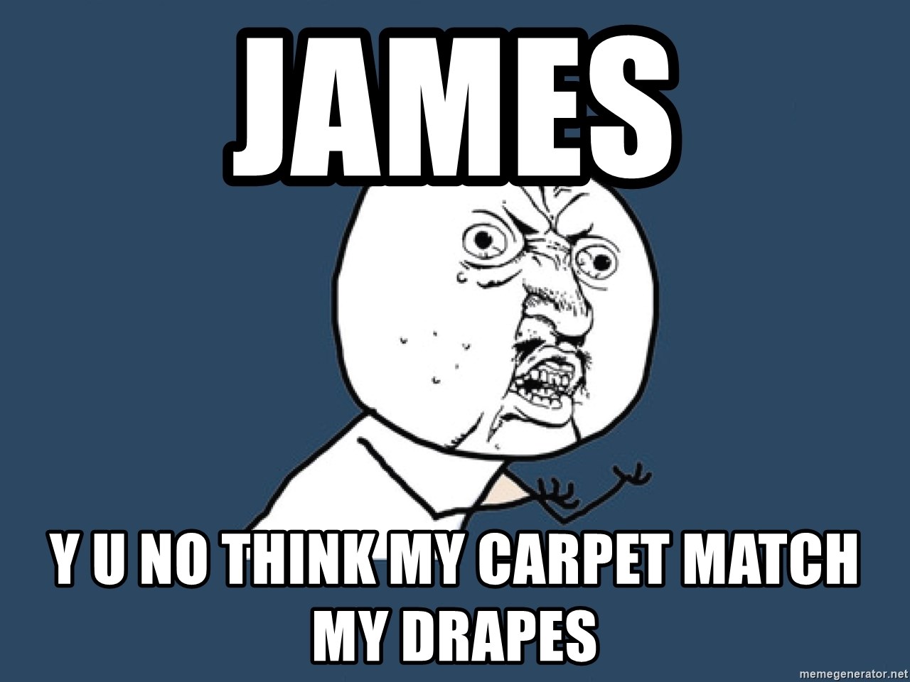 Y U No - James Y u no think my carpet match my drapes