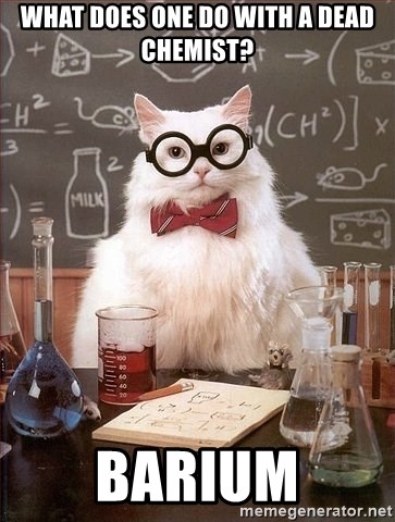 Chemistry Cat - What does one do with a dead chemist? Barium