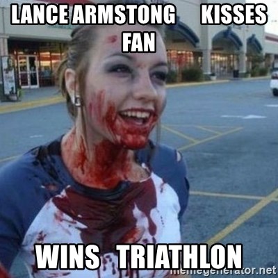 Scary Nympho - lance armstong      kisses fan wins   triathlon