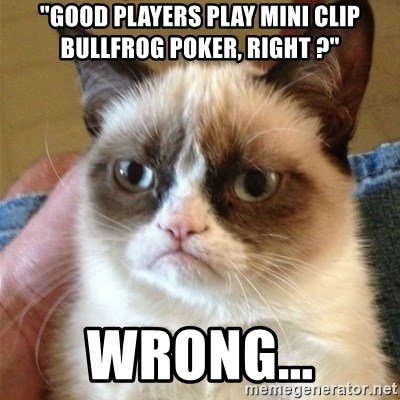 Grumpy Cat  - "Good players play Mini Clip bullfrog poker, right ?" wrong...