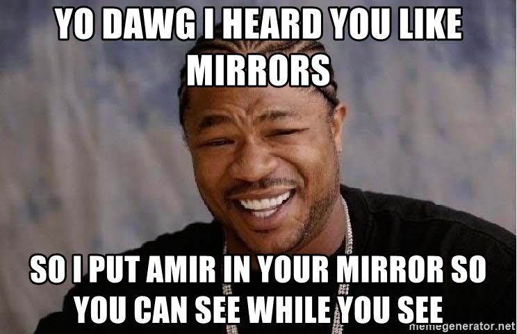 Yo Dawg - Yo dawg i heard you like mirrors so i put amir in your mirror so you can see while you see