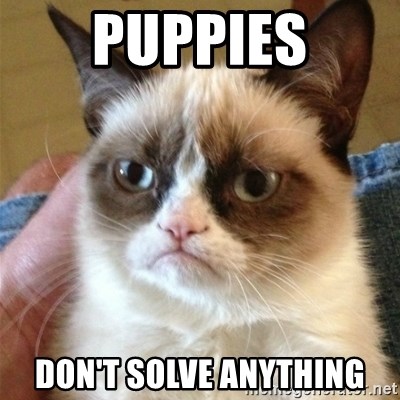 Grumpy Cat  - Puppies don't solve anything