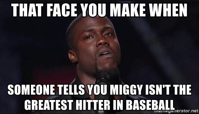 Kevin Hart Face - That Face You make when someone tells you Miggy isn't the greatest hitter in baseball