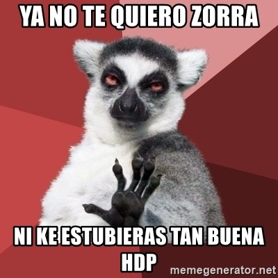 Chill Out Lemur - YA NO TE QUIERO ZORRA NI KE ESTUBIERAS TAN BUENA HDP