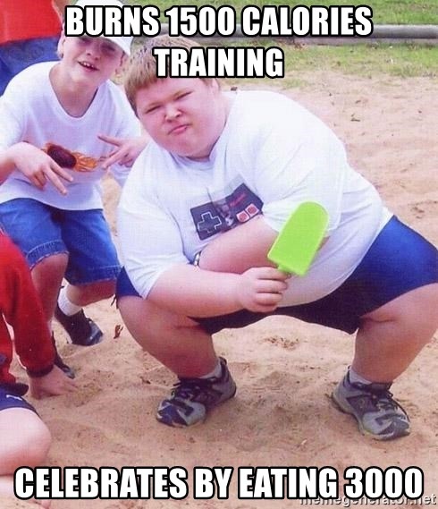 American Fat Kid - Burns 1500 calories training Celebrates by eating 3000