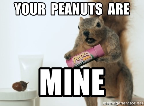 Pepto-Bismol Squirrel  - Your  peanuts  are Mine