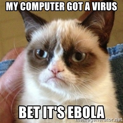 Grumpy Cat  - My Computer got a virus bet it's ebola