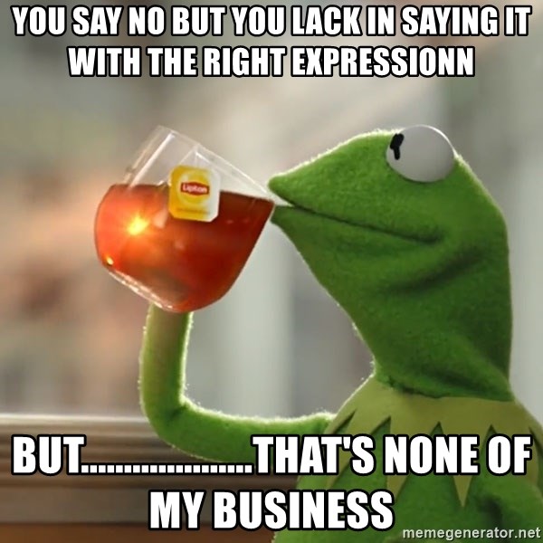 Kermit The Frog Drinking Tea - You say no but you lack in saying it with the right expressionn But....................That's none of my business