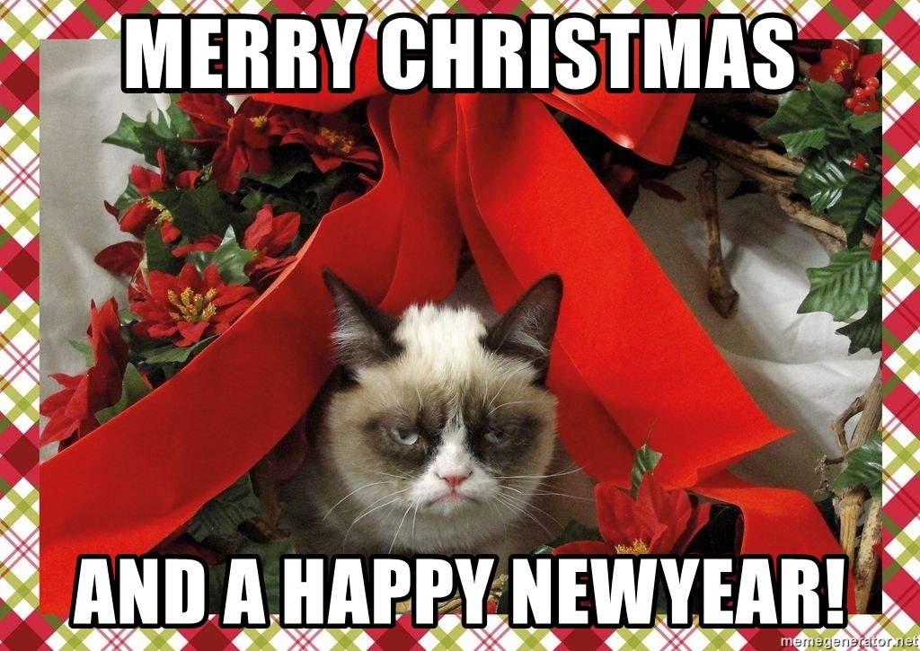 Merry Christmas And A Happy Newyear Xmas Grumpy Cat Meme Generator.