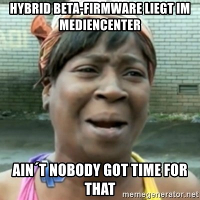 aint nobody got time fo dat - Hybrid Beta-Firmware liegt im Mediencenter Ain´t nobody got time for that