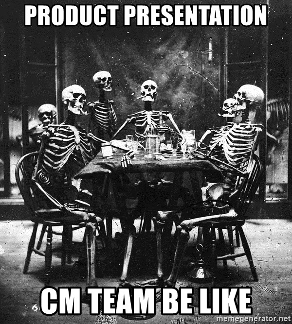 Skeletons drinking - product presentation cm team be like