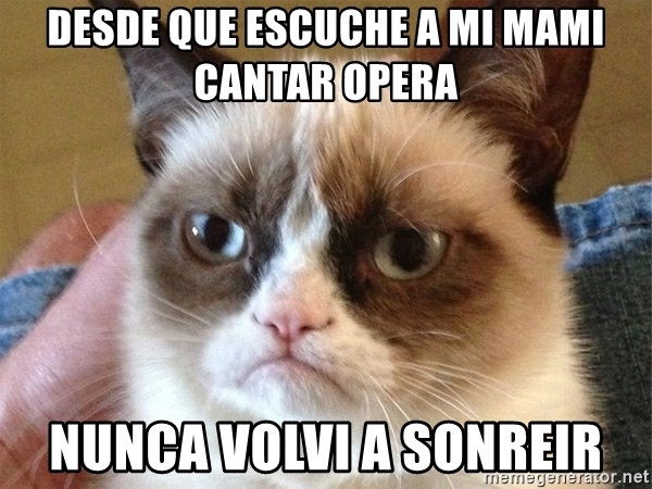 Angry Cat Meme - Desde que escuche a mi mami cantar opera nunca volvi a sonreir