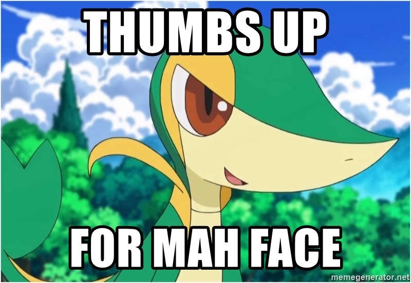 Snivy - thumbs up for mah face