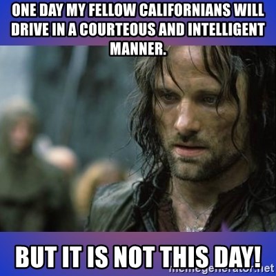 but it is not this day - One day my fellow Californians will drive in a courteous and intelligent manner. but it is not this day!