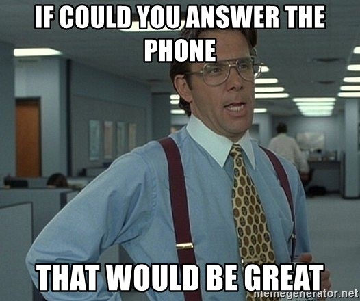 that would be great guy - if could you answer the phone that would be great