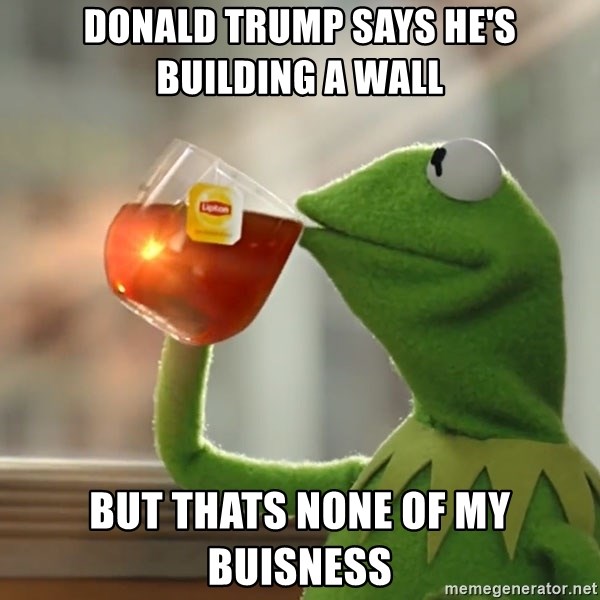Kermit The Frog Drinking Tea - Donald Trump says he's building a wall But thats none of my buisness