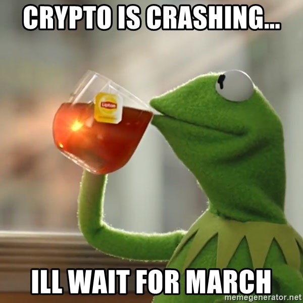 Kermit The Frog Drinking Tea - Crypto is crashing... ill wait for march